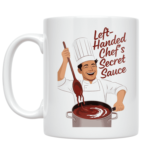 Left-Handed Chef's Secret Sauce - Left-Handed Cooking Enthusiast - 11 oz Ceramic Coffee Mug