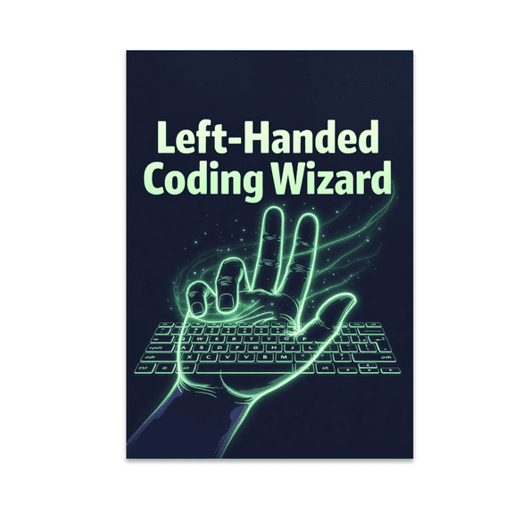 Left-Handed Coding Wizard Poster - Left-Handed Programmer - 13x19 Poster Print