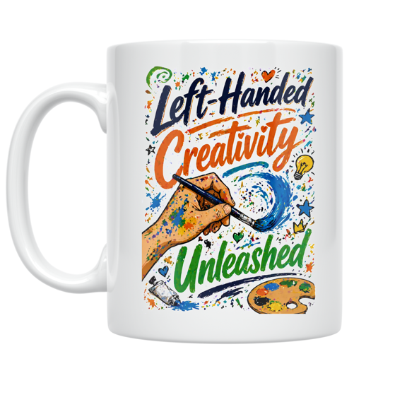 Left-Handed Creativity Unleashed - Left-Handed Artist - 11 oz Ceramic Coffee Mug