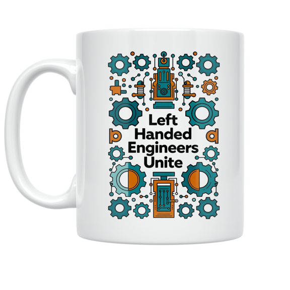 Left Handed Engineers Unite Design - Left Handed Engineer - 11 oz Ceramic Coffee Mug