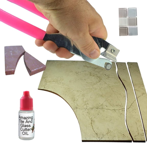 Left Handed Glass and Tile Cutter Tool Cut Ceramic Tile Glass Tile Cut Straight Curves Tile Cutting Hand Tool for Cutting Wall Tile Porcelain Tile and Floor Tiles Faster and Cleaner than Wet Tile saw