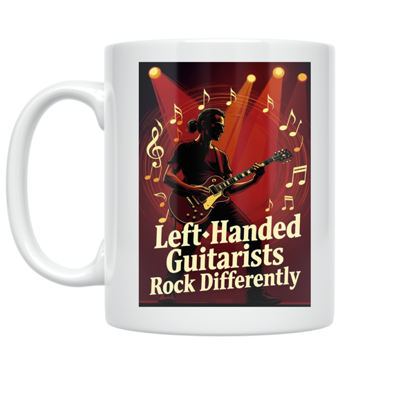 Left-Handed Guitarists Rock Differently - Left-Handed Musician - 11 oz Ceramic Coffee Mug