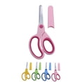 thumbnail image 1 of Left Handed Kids Safety Scissors, Round Tip Stainless Steel Student Craft Scissors with Protective Blade Cover for School DIY Art Cutting d_059, 1 of 4