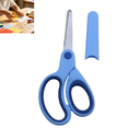 thumbnail image 1 of Left-Handed Kids Student Scissors, Stainless Steel Blunt Round Tip School Scissors with Protective Safety Sleeve, Portable Small Craft Scissors for Students Art Projects, 1 of 4