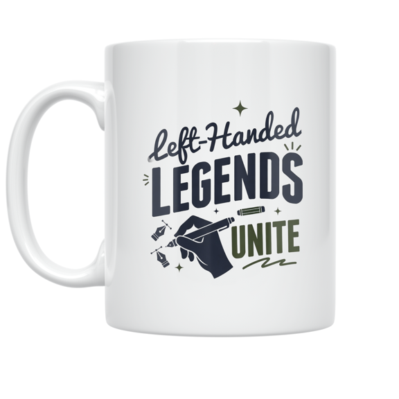 Left-Handed Legends Unite - Left-Handed Enthusiast - 11 oz Ceramic Coffee Mug