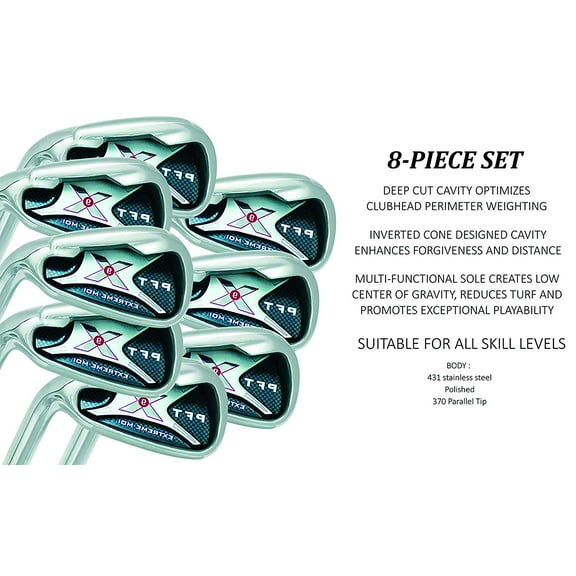 Left Handed PFT X9 Extreme MOI Iron Set Complete 8-Piece Short Men's Iron Set (4-SW) Steel Shaft Regular Flex Club (Short Men - 5' to 5'4")