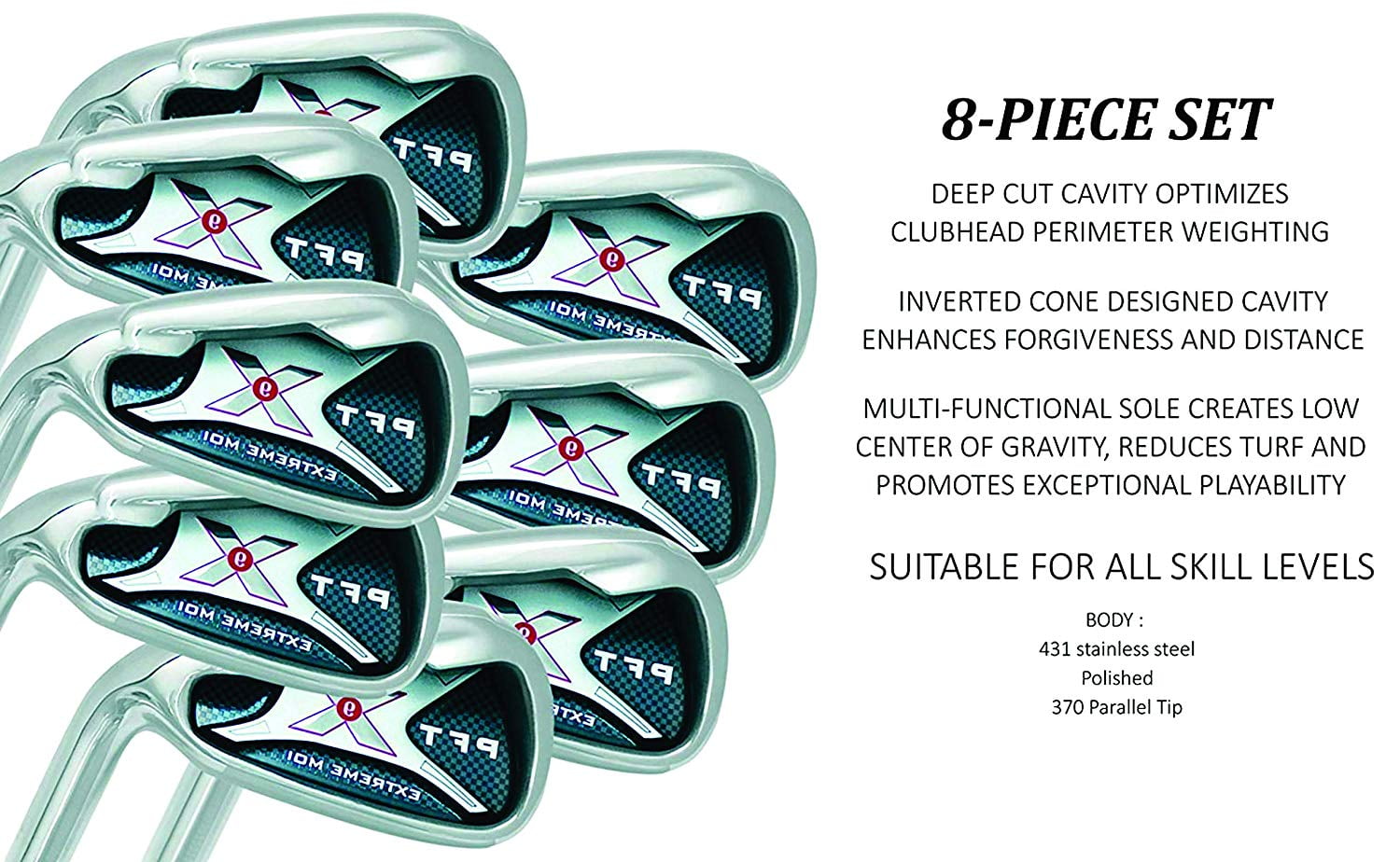 Left Handed PFT X9 Extreme MOI Iron Set Short Senior Men's Complete 8-Piece  Iron Set (4-SW) Senior Flex A Flex Club (Short Men - 5' to 5'4