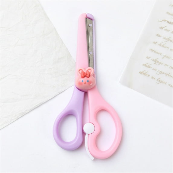 Left-Handed Safety Craft Scissors, Bunny, Left-Handed Safety Scissors With Cap, Blunt Tip, Rabbit Design, Home Crafting And Arts For Young adults, Meiiso