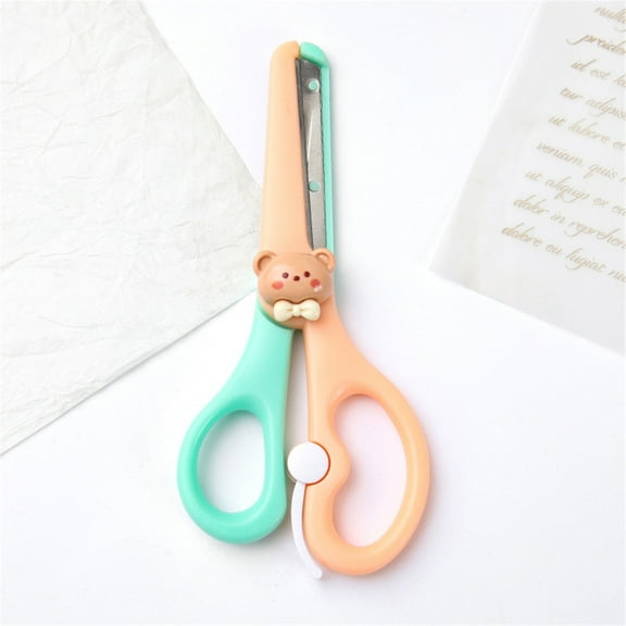 Left-Handed Safety Craft Scissors, Little Bear, Left-Handed Safety Scissors With Cap, Blunt Tip, Rabbit Design, Home Crafting And Arts For Young adults, Meiiso