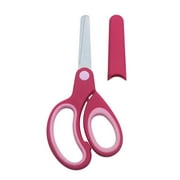 Bgageg Left Handed Scissor With Cap Blunt Tip Home Use Crafting Scissor Arts Cutting Paper Scissors, Hot Pink