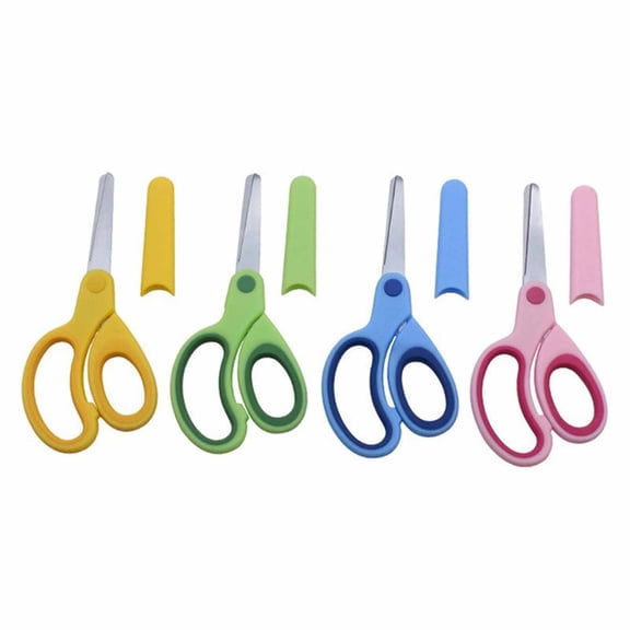 Left Handed Scissors - Ergonomic Lefty Scissors with Round Head Safety Design, Handcrafted Sleeve for Precision Cutting, 4PCS