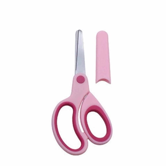 Left Handed Scissors with Round Head and Safety Sleeve, 5.75 Inch Ergonomic Lefty Scissors for Crafting and Office, Pink