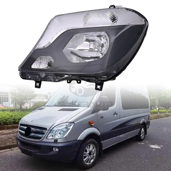 Left Headlight Assembly for Mercedes-Benz Sprinter 2500 & 3500 2014-2018 Headlamp Halogen Black Housing Clear Lens With Bulbs 12V