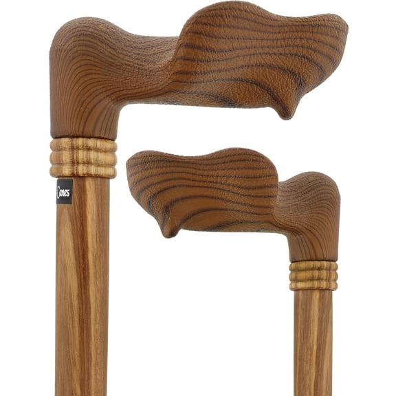 Royal RC Canes Comfort Left Palm Grip Cane - Zebrano Wood & Hand Carved Collar - Adjustable Durable 36" Walking Cane for Men and Women