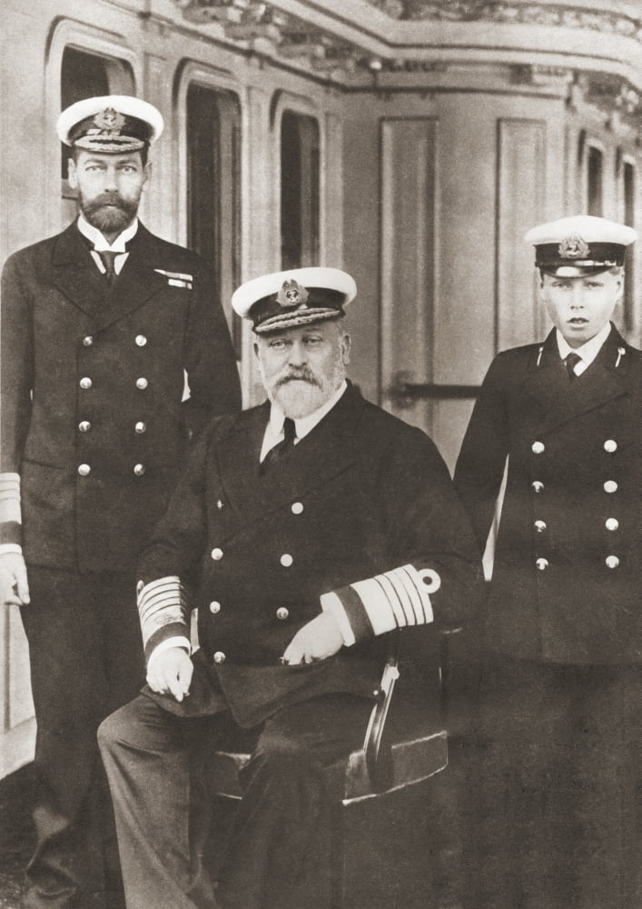 From Left Prince Of Wales Later King George V King Edward Vii Seated And Prince Edward Later Edward Viii George V George Frederick Ernest Albert 1865 Canvas Art - Ken Welsh Design Pics (12 x 17)