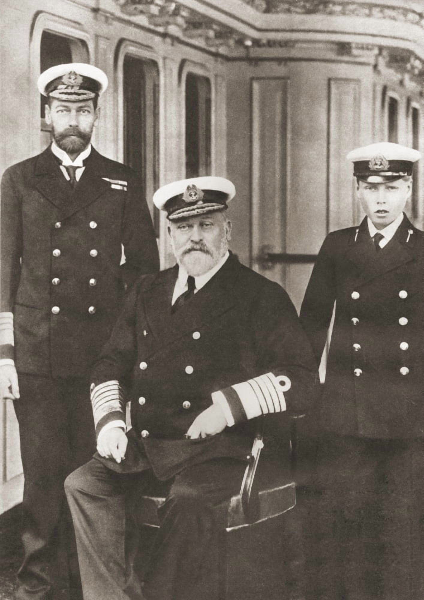 From Left Prince Of Wales Later King George V King Edward Vii Seated And Prince Edward Later Edward Viii George V George Frederick Ernest Albert 1865 Canvas Art - Ken Welsh Design Pics (24 x 34)