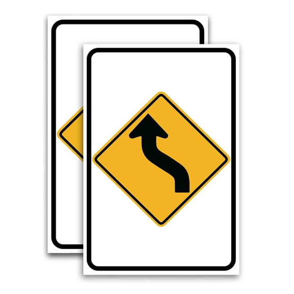Left Reverse Curve (24" X 36") Vinyl Decal Only (Pack of 2) |Sign|Sticker|Poster