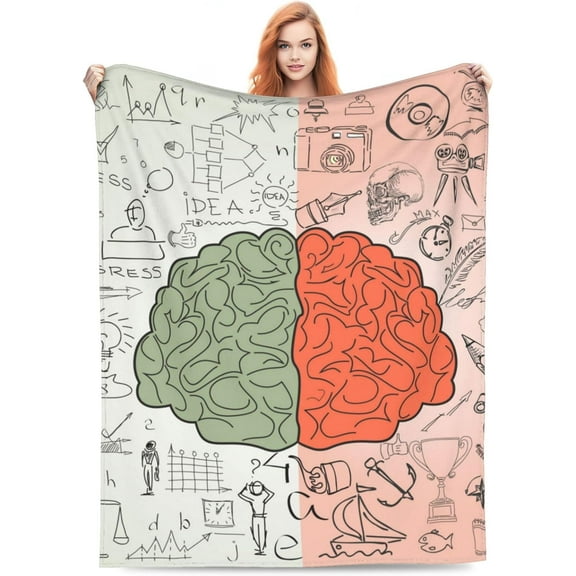 Left and Right Brain Functions-Blanket Super Soft Throw Blanket for Couch Bed Sofa Cozy Flannel Fuzzy Blanket Plush Throw Blankets for Women Men Gifts Travel Blanket for All Seasons, 80"x60"