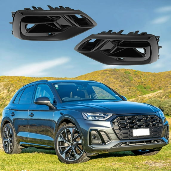 Left & Right Bumper Grille Fog Lamp Cover Front Bumper Grille Fog Lamp Cover With ACC Hole for 2021 2022 2023 Audi Q5/Q5 Sportback