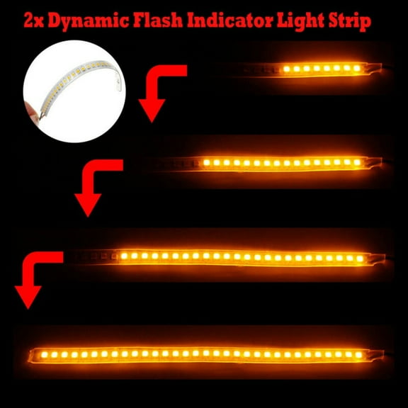 Left+Right Car Light Strip Super Bright Turn Signal Waterproof 18Cm Amber Dynamic Exterior Led Mirror Rearview Fangkenuo