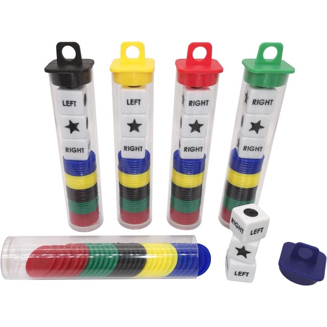 Left Right Center Dice Game Prime Set Bundle 4 Pack Assorted Colors