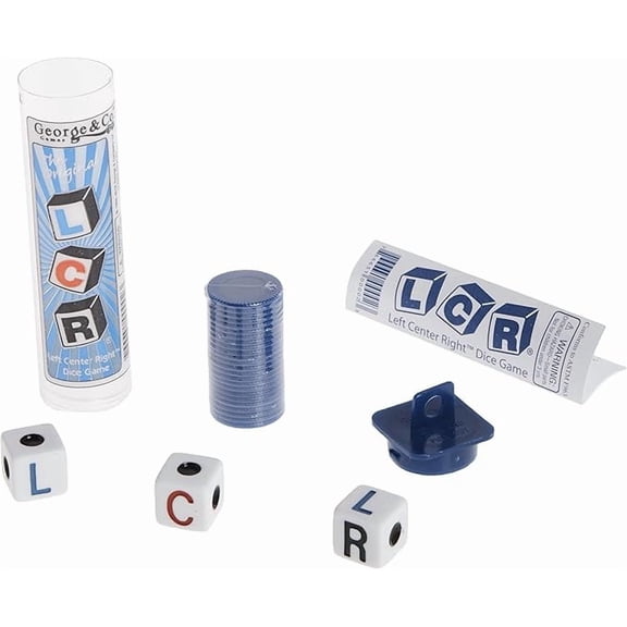 Left Right Center LCR Family Dice Game White (Colors May Vary)(BONUS 1 FIN CHOPS)