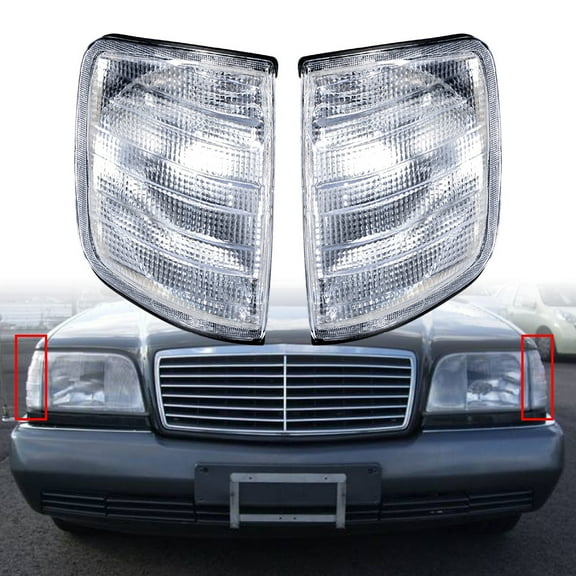 Left Right Clear Lens Corner Light Turn Signal Cover For Mercedes E-Class W124 1985-1995 Driver Passenger Side