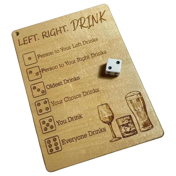 Left Right Drink Drinking Game Adult Drinking Game Left Right Center Left Right Center Dice Game Funny Dice Tray With Dice Bag Drinking Game Boards Drinking Game Tool Board