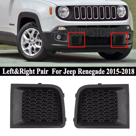 Left+Right Front Bumper Lower Grille Bezel Cover Fit For Jeep Renegade 2015-2018