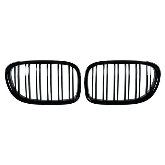 Left Right Glossy Black Dual Slats Kidney Grille Fit 2009-2015 BMW F01 F02 730 740 750 760 Sedan None Camera