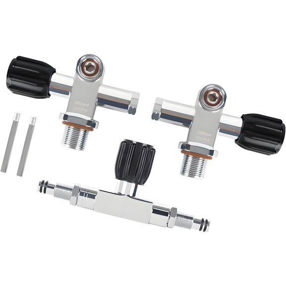 Left Right Handed Diving Cylinder Valves Double Bottle Valves Set with Quick Connects Rod for Efficient Management Double Tanks Regulator