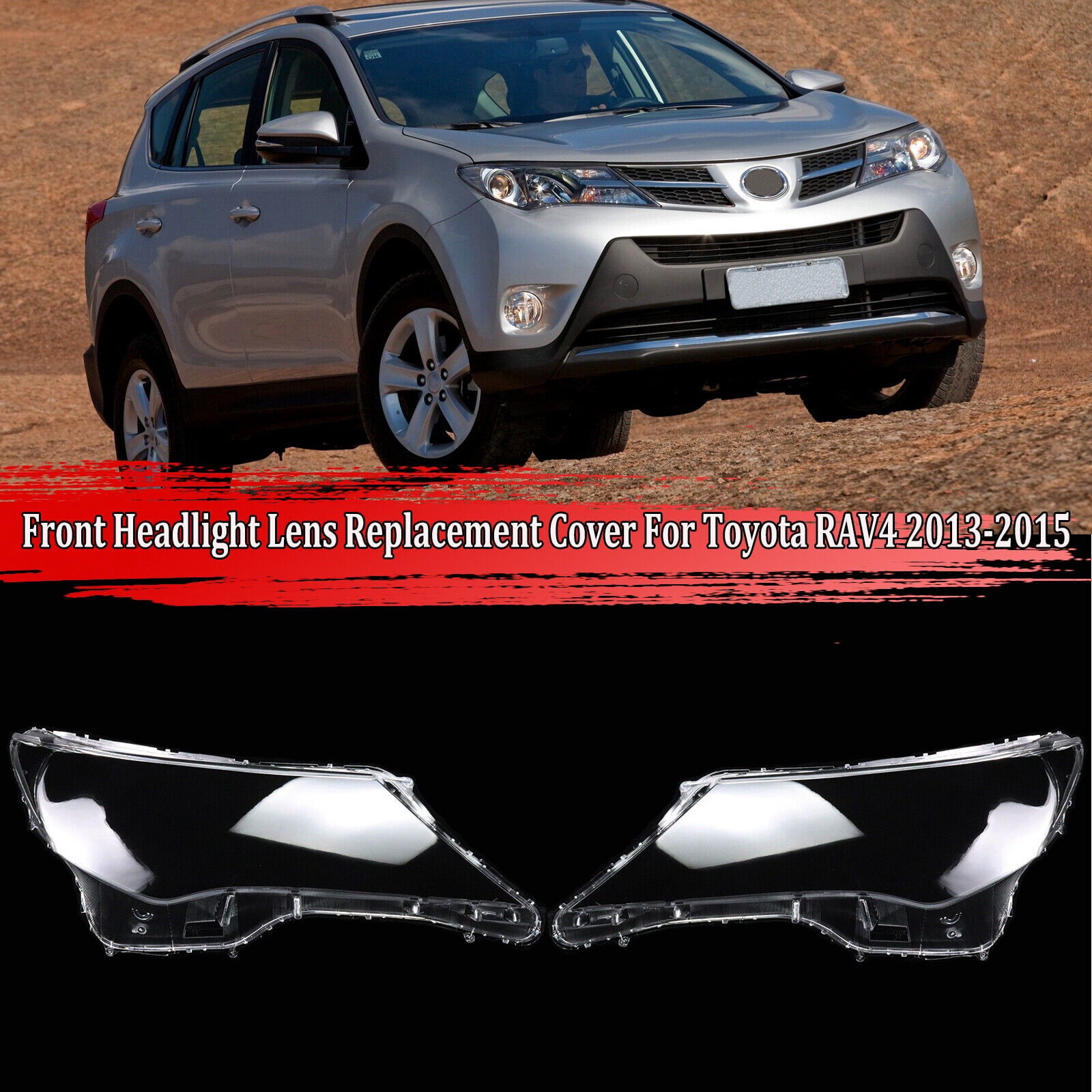 Left & Right Headlight Lens Cover Replacement Shell for Toyota RAV4 ...