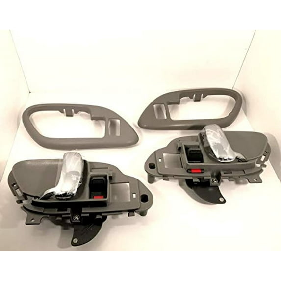 Left & Right Inside Door Handles & Bezels Grey/Chrome Front or Rear For Power LocksFits GM Trucks, SUV