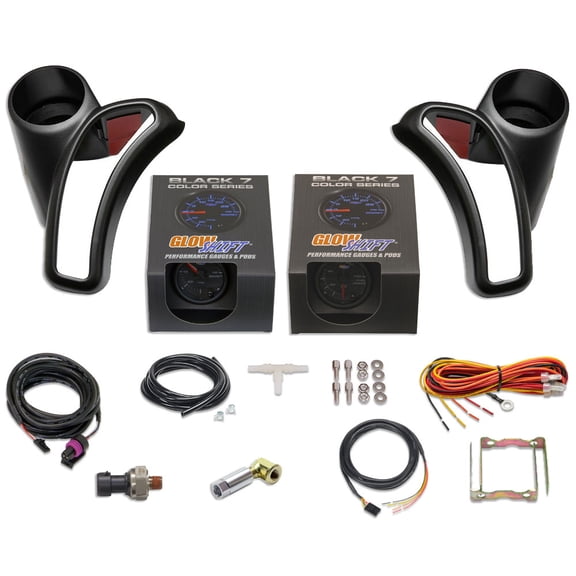 Left & Right Mount Single Dashboard Gauge Pods + Boost/Vac & Fuel Pressure Gauges for 05-3 Chevy Corvette C6