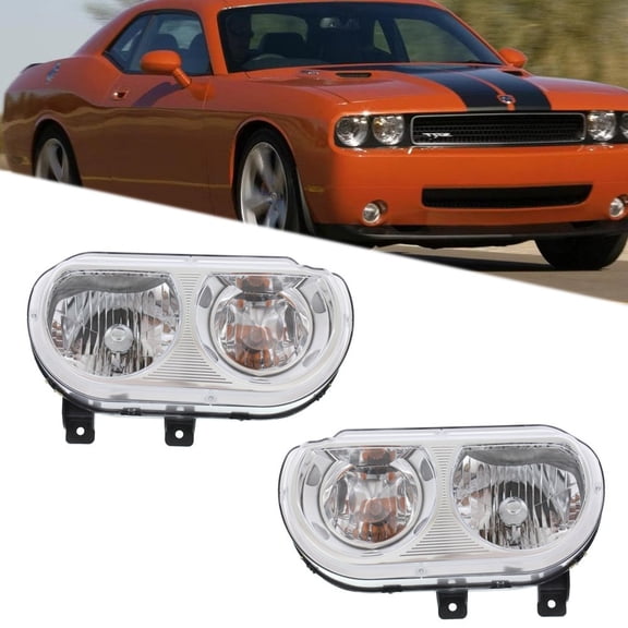 Left+Right Set For Dodge Challenger 2008-2014 Headlights Assembly Lamp Halogen