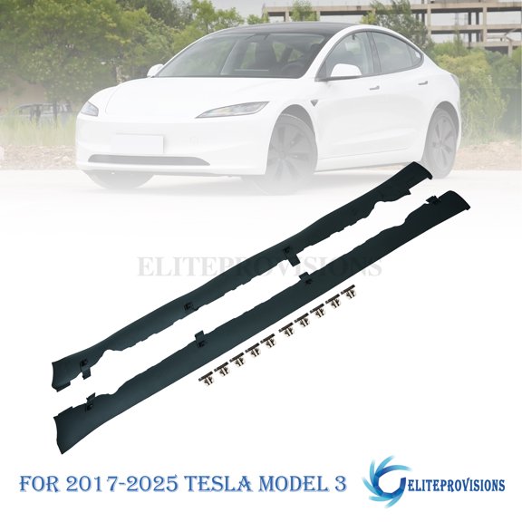 Left & Right Side Skirt Lower Rocker Molding Cover Fits 2017-2025 Tesla Model 3 1089831-00-D US