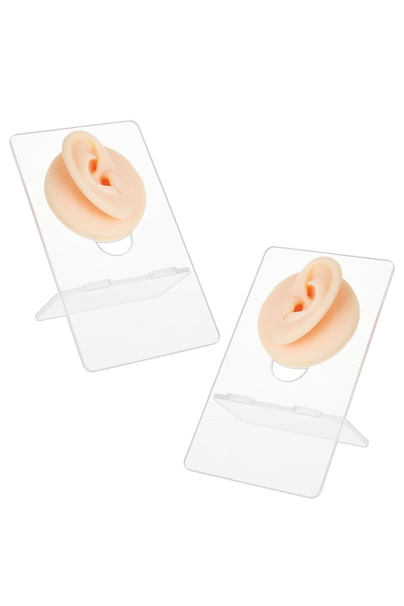 Left Right Soft Silicone Ear Displays Mould Earrings Ear Stud Display Teaching Tools for Piercing Suture Acupuncture Practice Navajo White 6.2x6.1x2.6cm