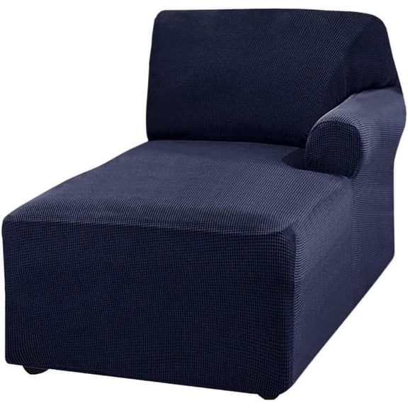 Left/Right Thick L Shape Sofa Chaise Cover, Stretch Protector for Living Room, Slipcover Lounge Couch Cover Machine Washable (Deep Blue, Lounger Right)