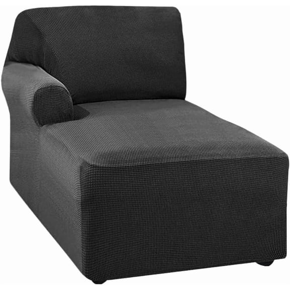 Left/Right Thick L Shape Sofa Chaise Cover, Stretch Protector for Living Room, Slipcover Lounge Couch Cover Machine Washable (Black, Lounger Left)