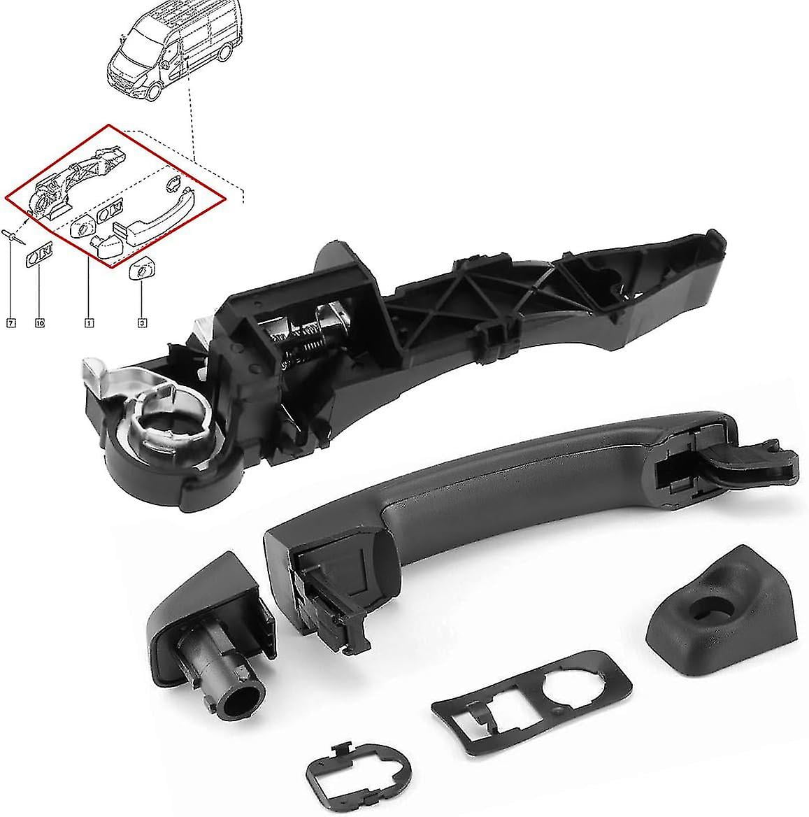 Left Side Exterior Door Handle Sliding Door Handle with Holder for