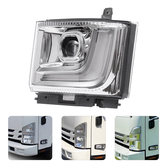 Left Side Headlight for 2023-2024 Isuzu NPR-HD NQR NRR, Headlamp Assembly for 5.2L 6.0L Models, Direct Fit Replacement