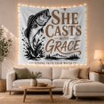 thumbnail image 1 of Left Side Highly with Detailed Bass Fish, Inspirational Illustration for Quote Lovers, Aesthetic Wall Decor, Valentine'S Day Gift, Tapestry Wall Hanging for Dorm and Living Room, 1 of 6