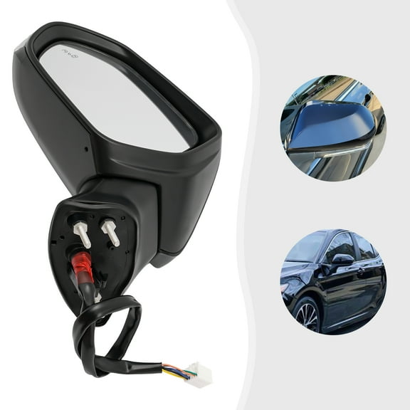 Left Side Mirror Left Driver Side Mirror for 2018-2023 Toyota Camry Power Heated Lamp BSM Black Glass ABS