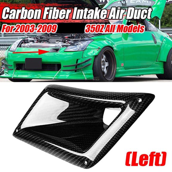 Left Side Real Carbon Fiber Board Car Front Bumper Intake Outlet Duct Cover Trim for 350Z Z33 2003-2009