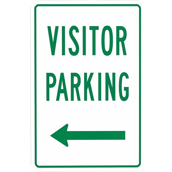Left Side Visitor Parking Green Warning Sign, Security Metal Sign - 8"x12" Personalized Caution Decor for Business Office Yard Street Road Home Wall