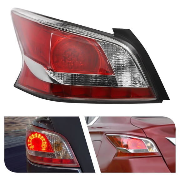 Left Tail Light for 13-15 Nissan Altima LED Models, Black Housing with Clear/Red Lens, ABS/Acrylic Material, Direct Replacement, OE#265553TG0B (Halogen Excluded)
