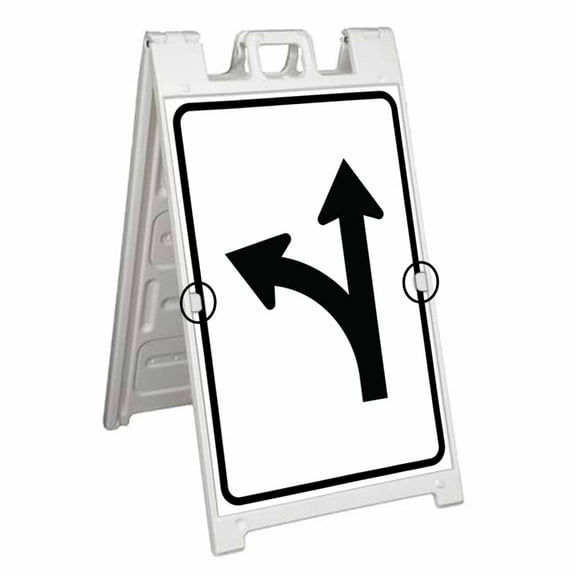 Left Turn Or Straight (24" X 36") Standard A-Frame Signicade, Includes Decal Applied To Stand