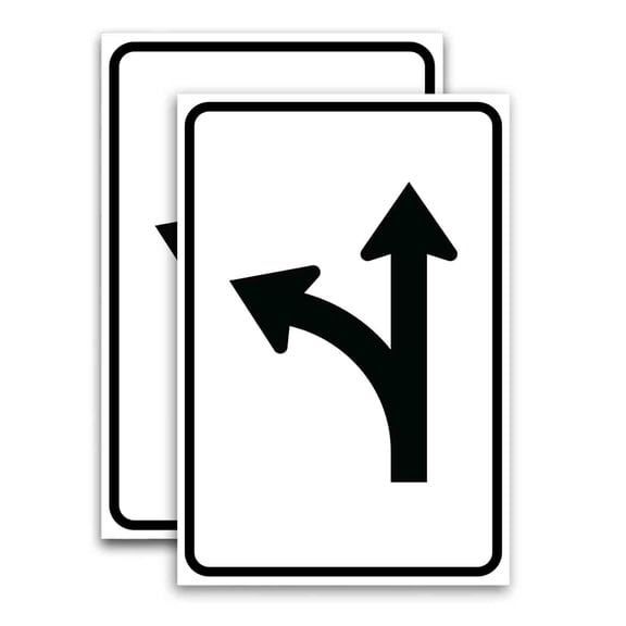 Left Turn Or Straight (24" X 36") Vinyl Decal Only (Pack of 2) |Sign|Sticker|Poster