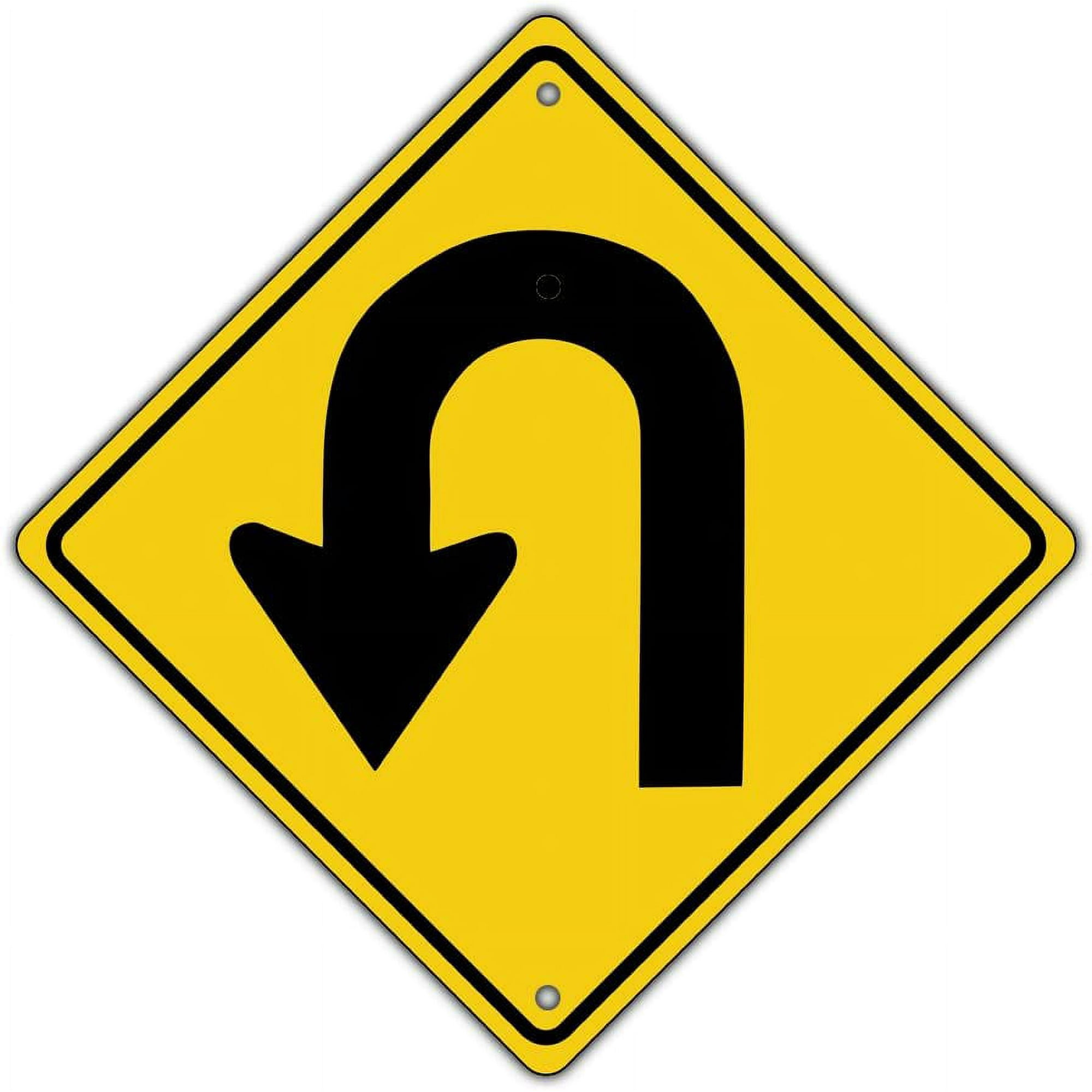 Left U Turn Symbol Road Metal Aluminum Novelty Traffic Control Sign 12x12