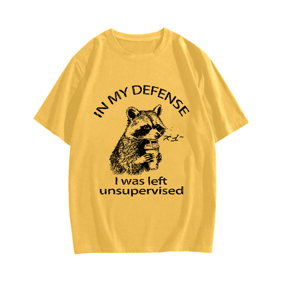 Left Unsupervised Raccoon Cotton casual T-shirt